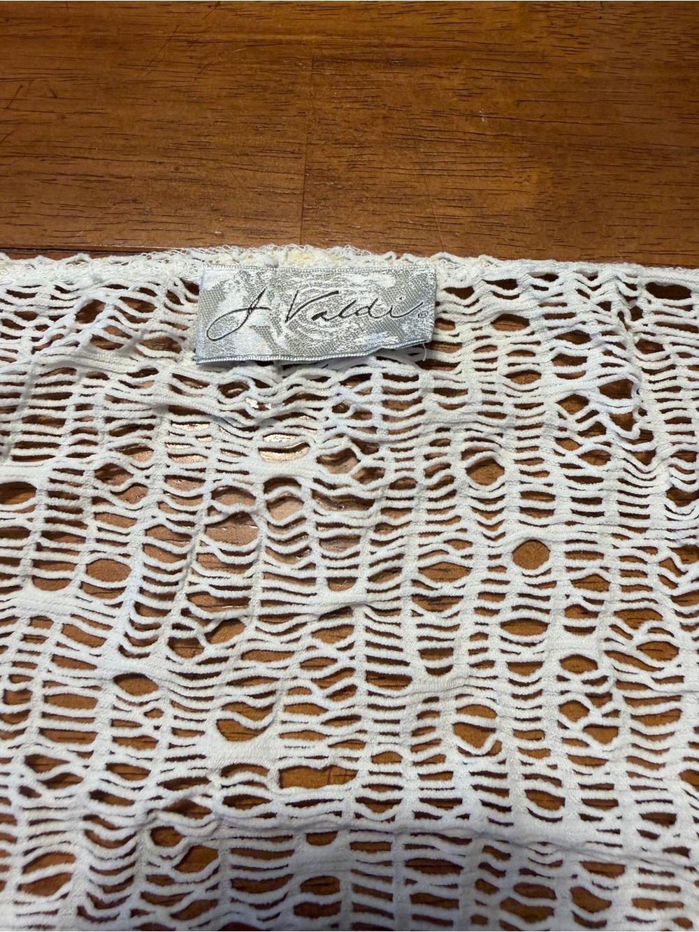 J. Valdi White Crochet Mesh wrap cover up
